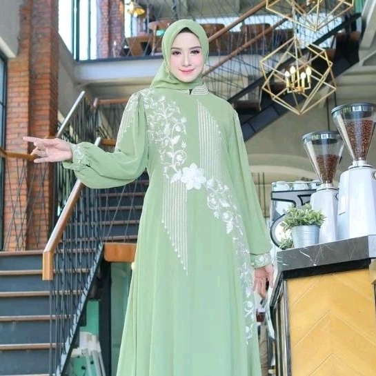 Gamis Kayla set hijab bordir premium // Gamis ceruty set hijab bordir // Gamis terbaru ceruty bordir
