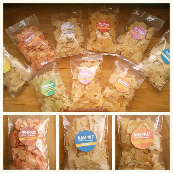 

Sticker Label Produk Keripik singkong / Stiker Keripik / Jualan Label Kemasan /Makanan Label Custom