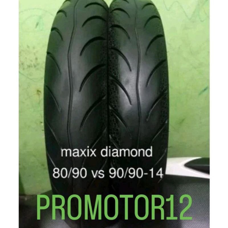 Sepasang ban Vario ukuran 80/90-14 dan 90/90-14 ban Maxis Diamond ban tubeless
