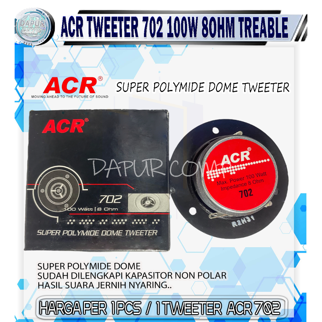 TWEETER ACR 702 100WATT 8OHM SUPER POLYMIDE TWEETER