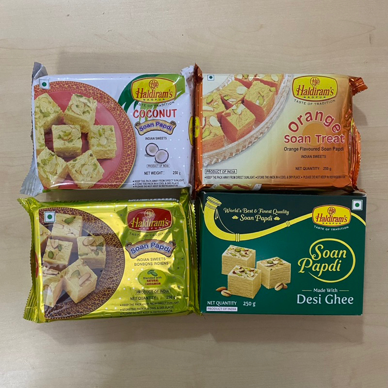 

Soan Papdi (250 grams) (Haldiram’s) (Desi Ghee, Orange, Cardamom, Coconut)