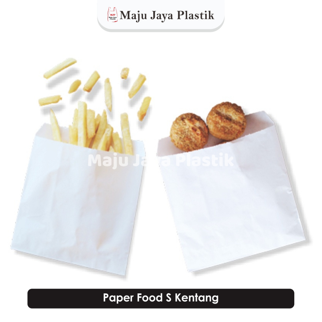 

100pc Paper Bag Kentang Pok Pok Grade Kantong Kertas 13x12.5cm 11x10,5cm Paper Bag PUTIH Kebab