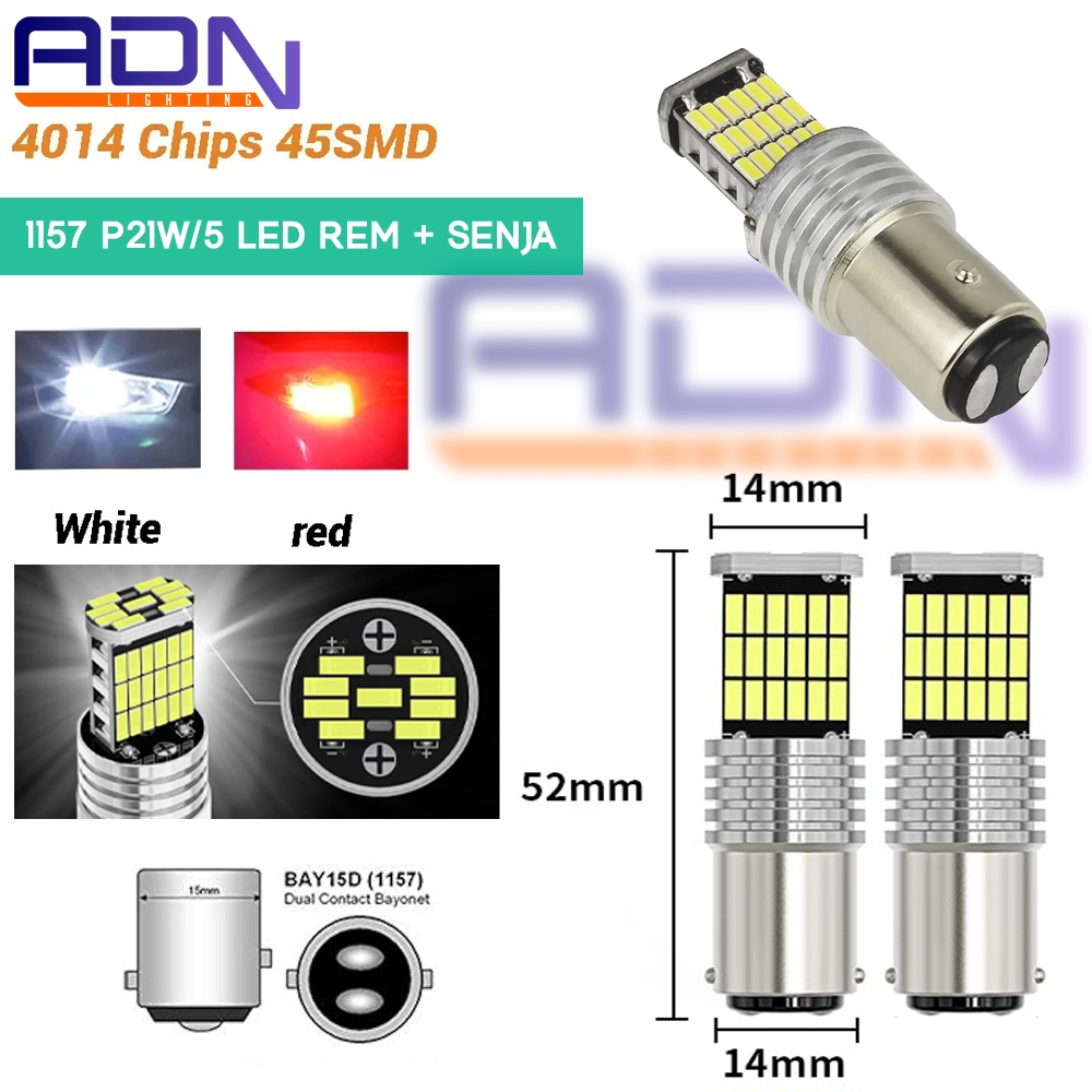 ADN LAMPU LED REM BRAKE 1157 BAY15D BAYONET 45 TITIK MOBIL MOTOR KAKI 2 PUTAR NORMAL & KEDIP