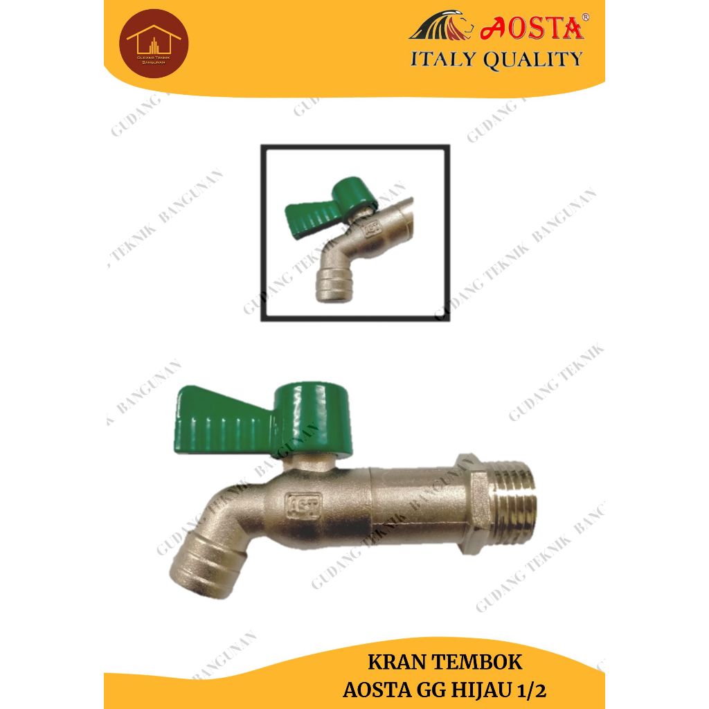 Kran Air Tembok AOSTA gg Hijau Uk 1/2 inch / Kran Tembok AOSTA