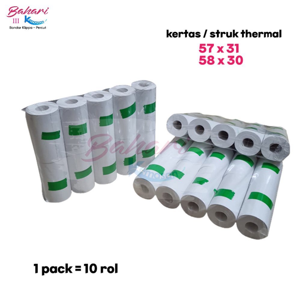

Kertas Thermal Cetak Hitam 57X31 mm Printer Bluetooth