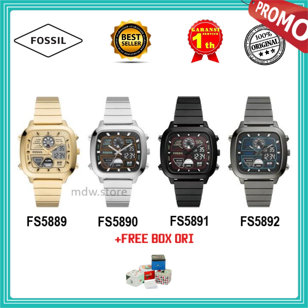 Fossil Retro FS5892 Jam Tangan Analog-Digital Stainless Steel