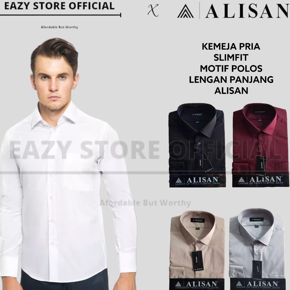ART S59C Kemeja Alisan Polos Kemeja Slimfit Kemeja Lengan Panjang Original