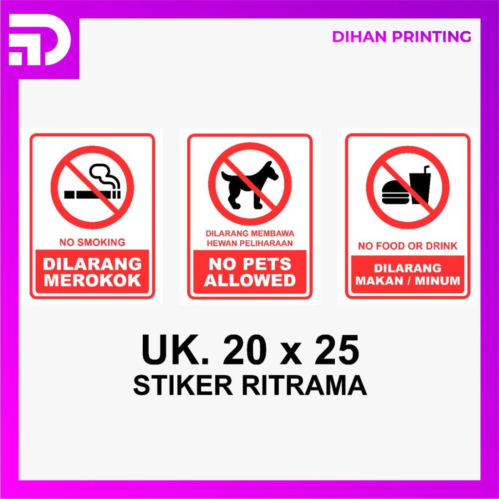 

STIKER DILARANG MEROKOK / MAKANAN / BINATANG - RITRAMA INDOOR VYNIL