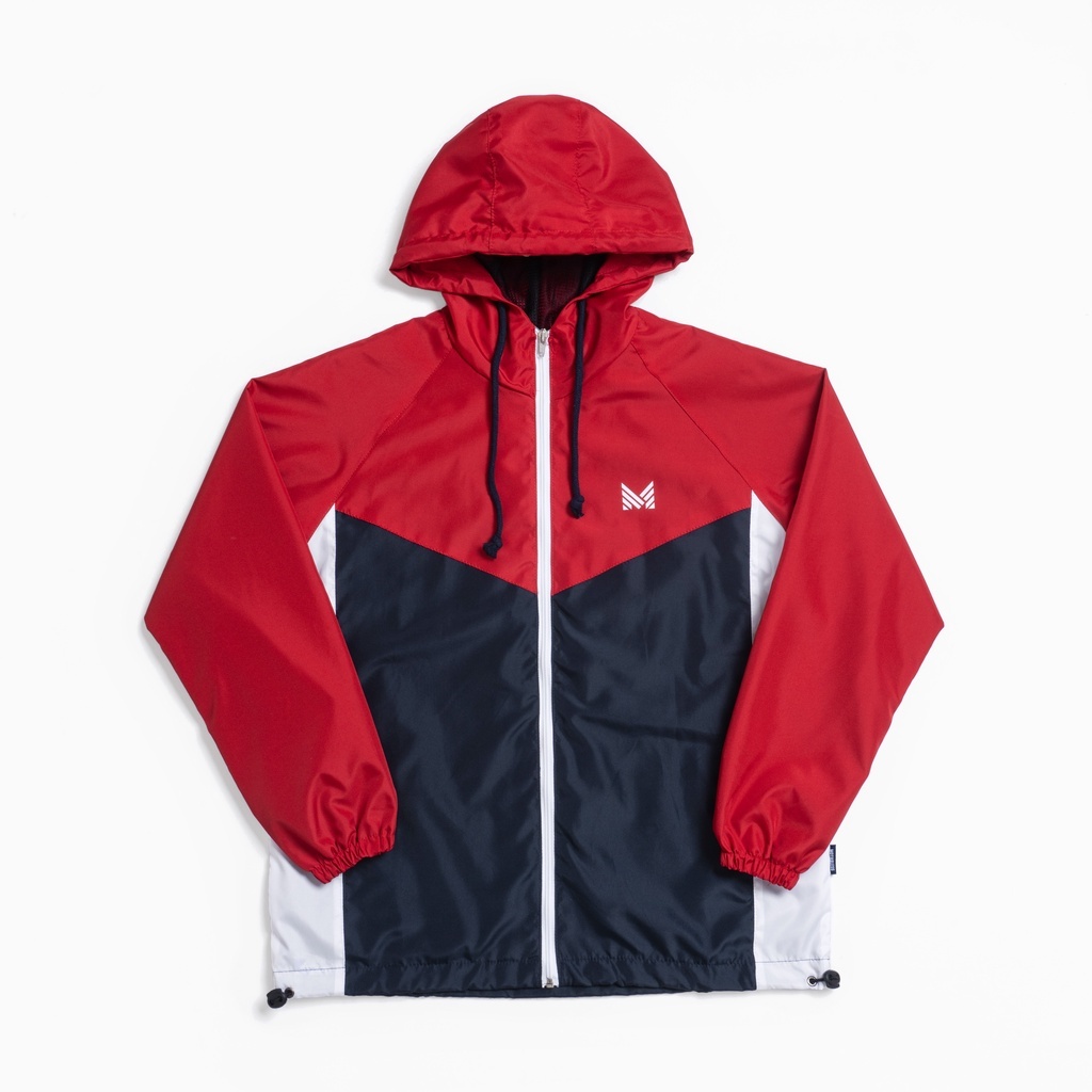 Jaket Parasut Pria Wanita Waterproof Jacket Windbreaker Vintage Navy Red Original