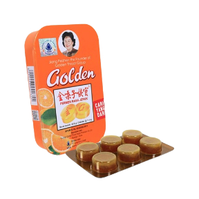 

PERMEN GOLDEN THROAT LOZENGES / PERMEN TENGGOROKAN - Jeruk