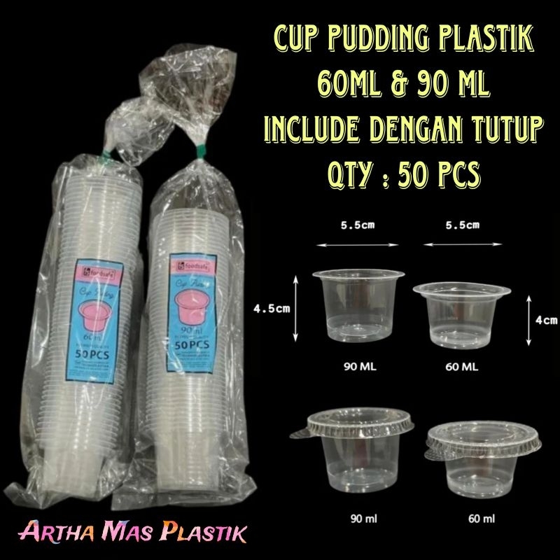 Gelas Puding Plastik 60 ml & 90 ml Pudding Cup @50 pcs