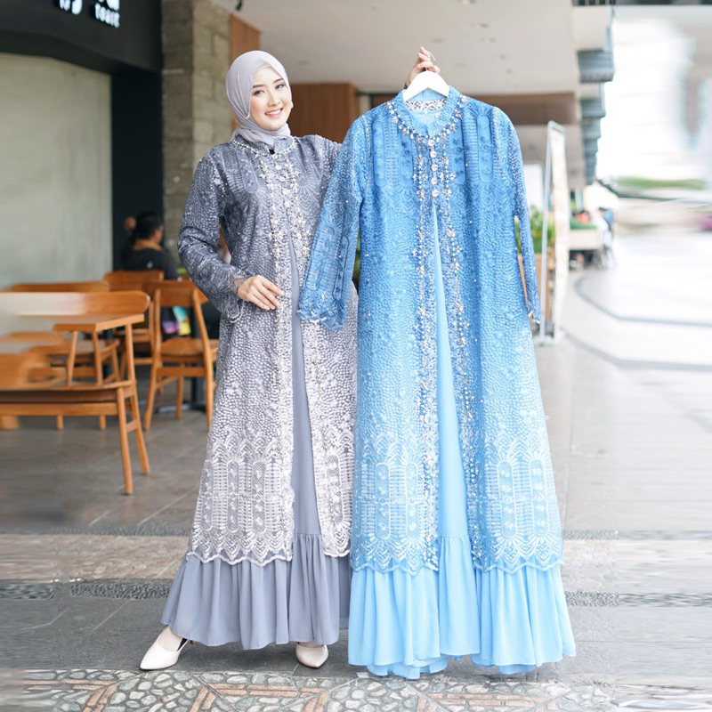 GAMIS GARDIGAN TILE GRADASI PAYET PREMIUM | GAMIS CERUTY MIX PAYET | GAMIS OUTHER LEPAS PASANG L | D