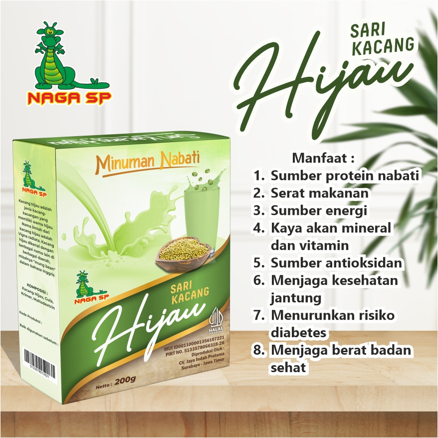 

(BELI 2 GRATIS 1) Minuman Sari Kacang Hijau 200 gram Kemasan Bubuk Naga SP