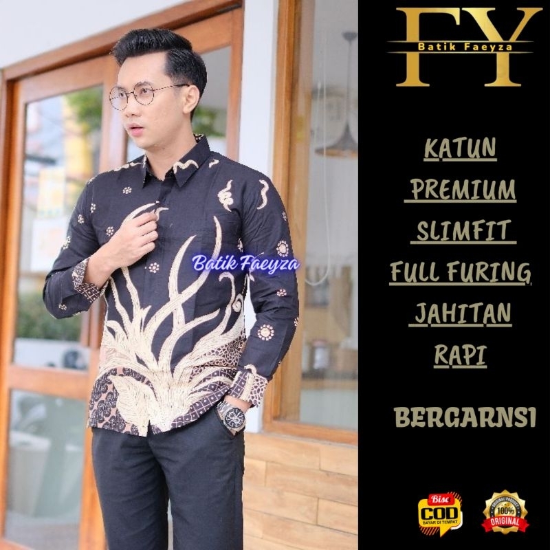 Kemeja batik pria lengan panjang, Hem batik, Atasan batik Motif Krisna, bahan katun premium original