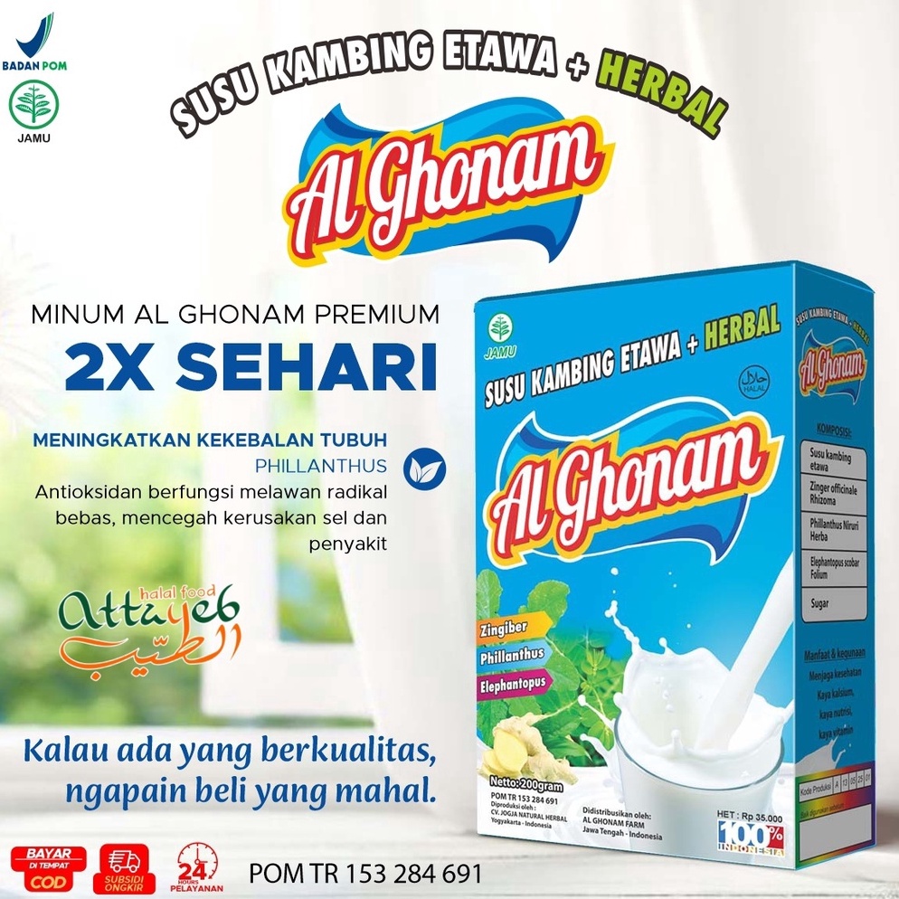 

PAKET LENGKAP Susu Kambing Etawa AL GHONAM 2gr ORIGINAL Plus Herbal Meningkat Kecerdasan Otak Anak Lebih Sehat