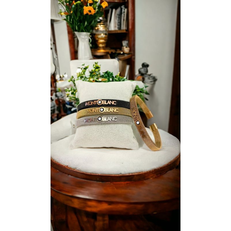 GELANG TANGAN COWOK / PRIA MONTBLANCE TITANIUM ANTI KARAT