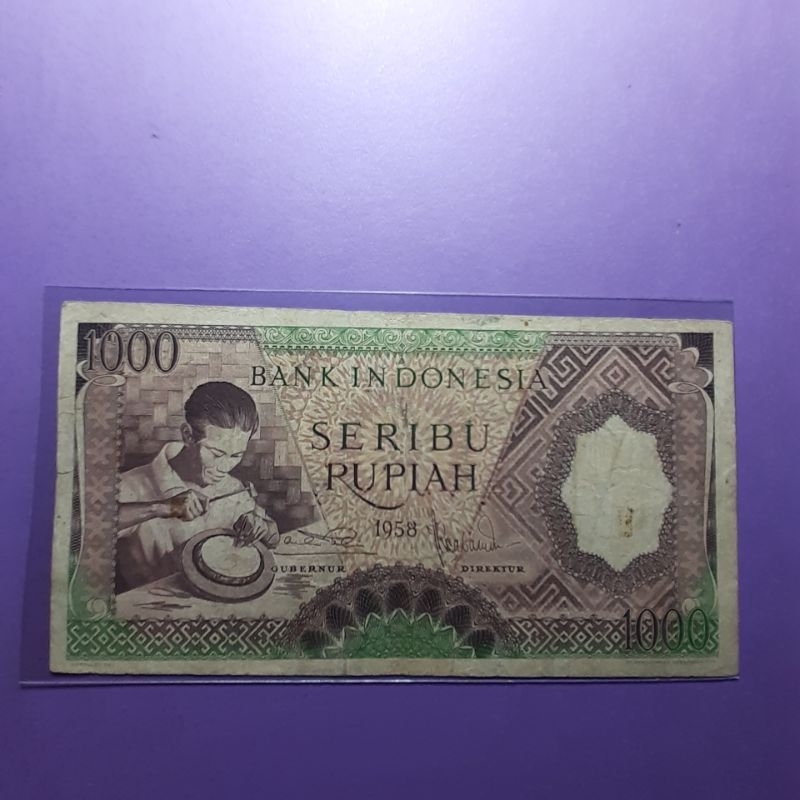 uang kuno 1000 rupiah pekerja 1958