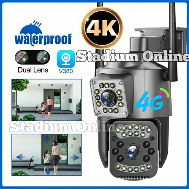 Camera CCTV Gunakan Kartu SIM Card 4G Dual Camera PTZ Outdoor Waterproof