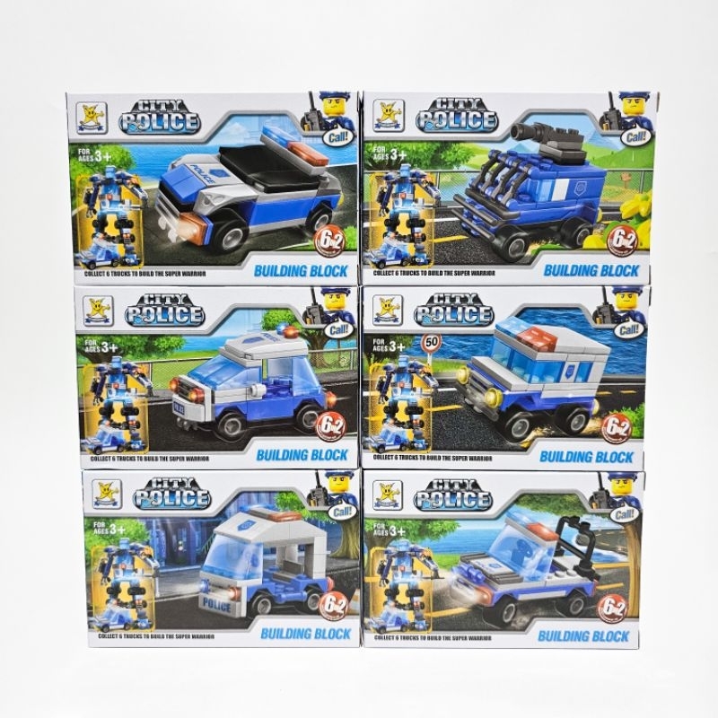Mainan Anak Bricks Balok Susun DIY Mobil Polisi
