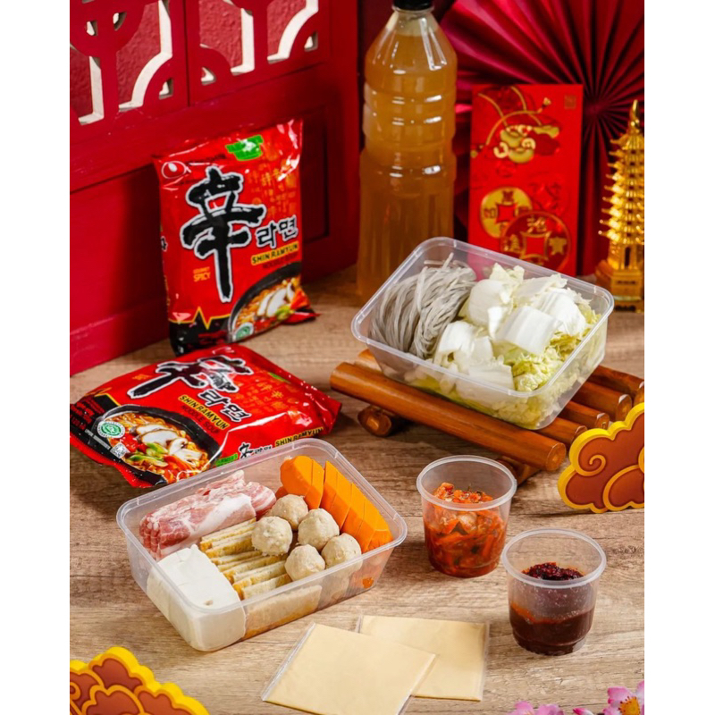 

Paket CNY Imlek Sacapmeh buddae jjigae army stew hotpot steamboat ThePorkie.Medan