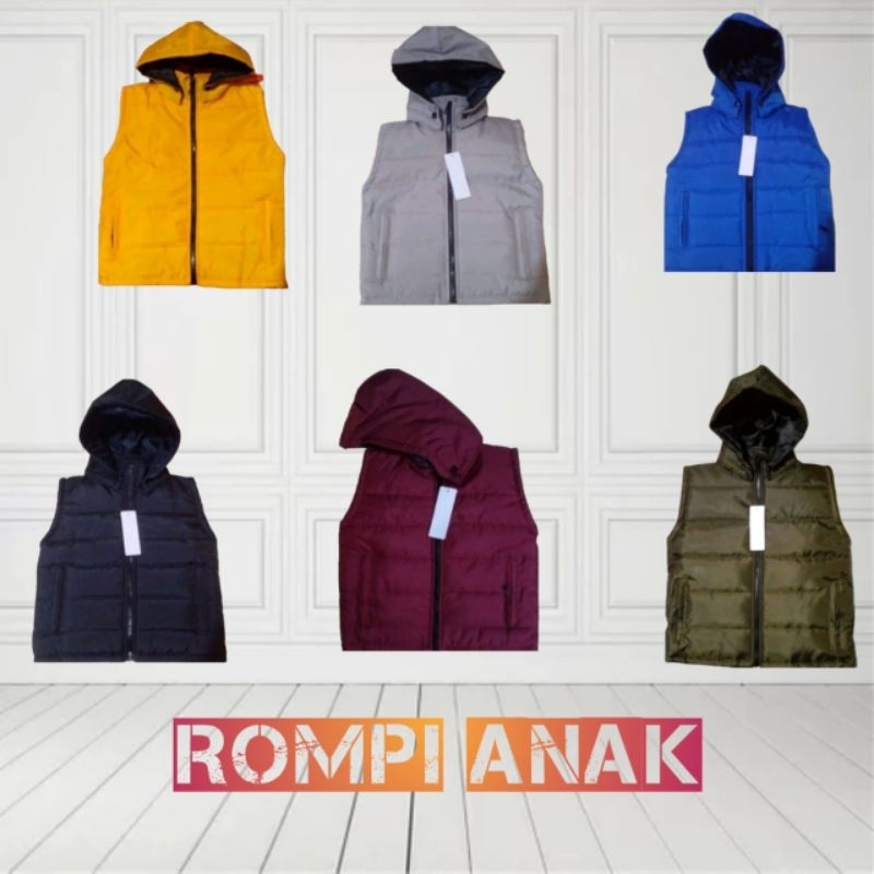 Jaket rompi anak tebal bahan parasut