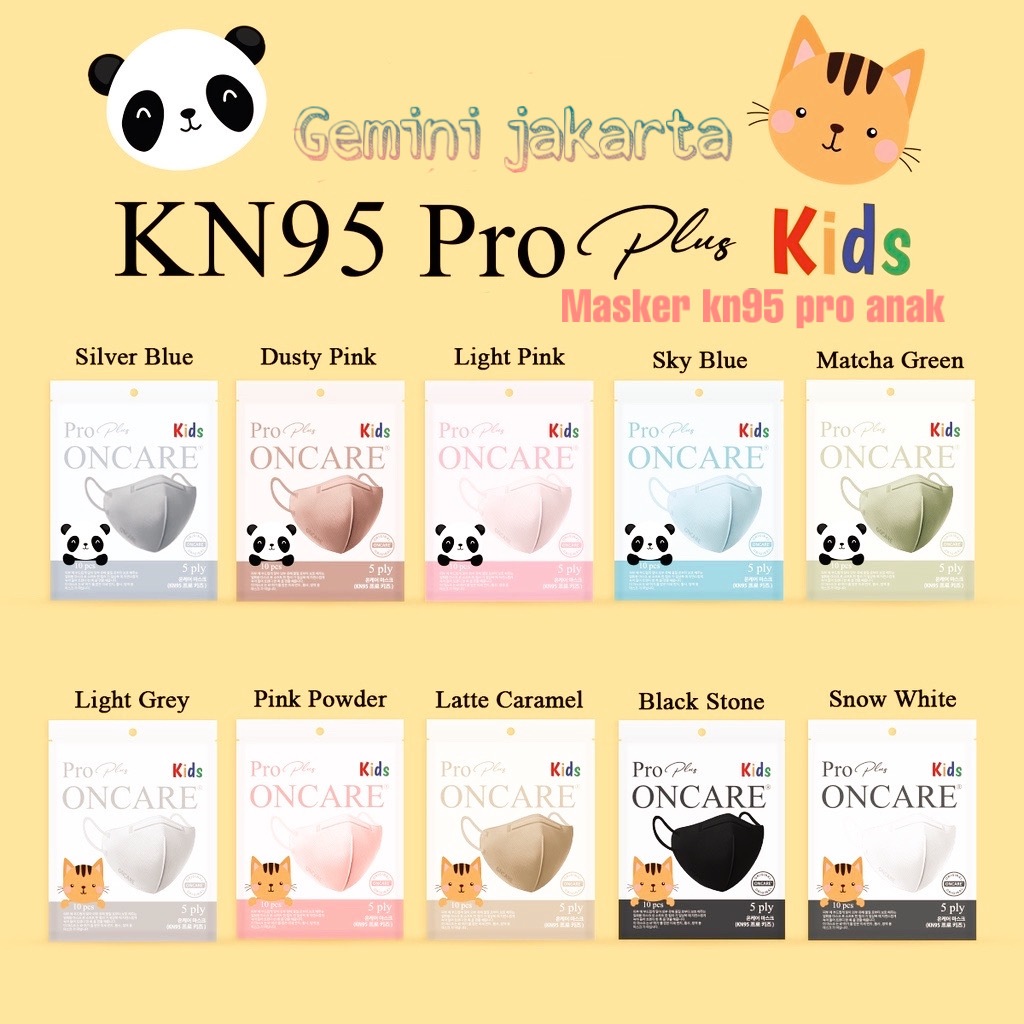 Masker KN95 Anak Pro Plus Warna Warni 5 ply isi 10 pcs