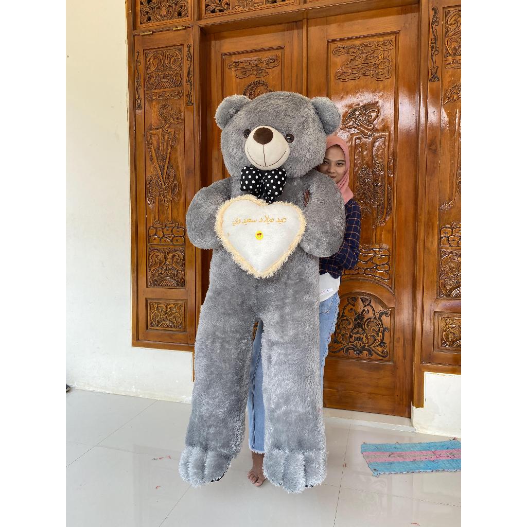 Boneka Jumbo Ukir Nama TEDDY BEAR 1,3 Meter SNI Beruang Besar Bordir Kado Hempers