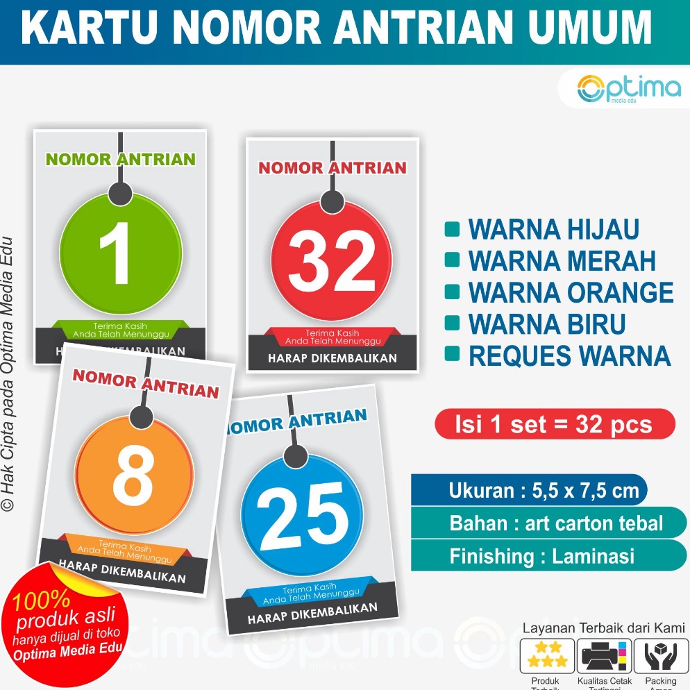 

Sudah READY KARTU NOMOR ANTRI ANTRIAN UMUM MW9