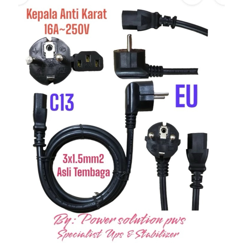 Kabel Power Ac-Cpu 1.5M 1,5 Meter SNI SUCOFINDO Tebal 3x 1.5mm 16A-250V / 300V Cable Server Ups Mini