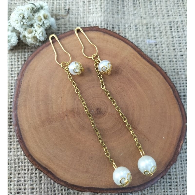 Anting Hijab Mutiara Juntai/Anting Wanita Korean Style