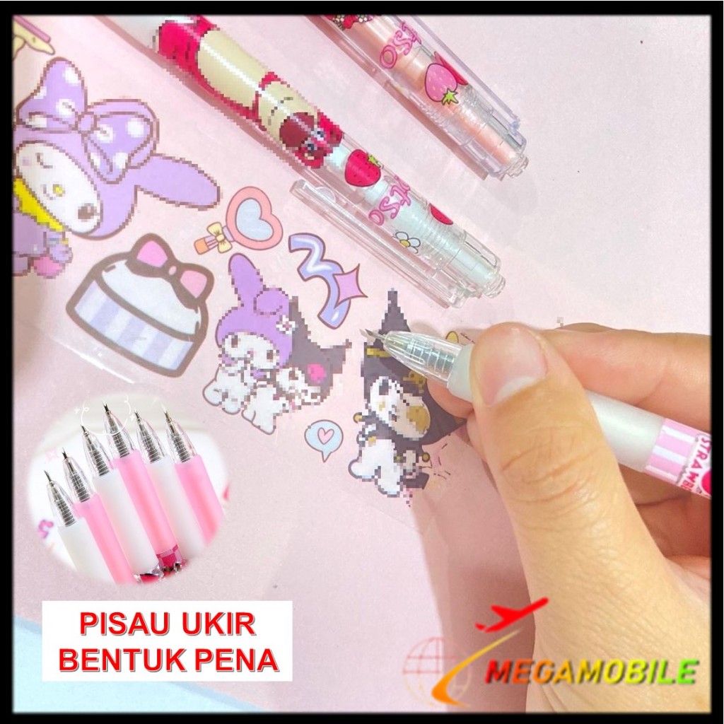 

MM Pemotong Kertas Bentuk Pena Karakter Kartun Bear Strawberry Lucu Cutter Pen Knife Cut Stickers Scrapbooking Alat Pemotong Stiker Bentuk Pena Cutting Tools Portable Knife Carving DIY