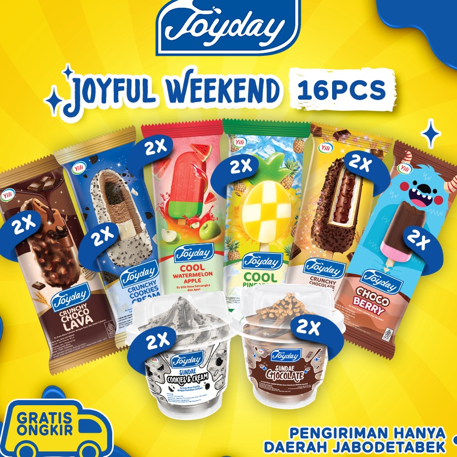 

QCMM7178 KODE 77 Joyday Ice Cream Package Joyful Weekend Isi 16pcs Eskrim Mix