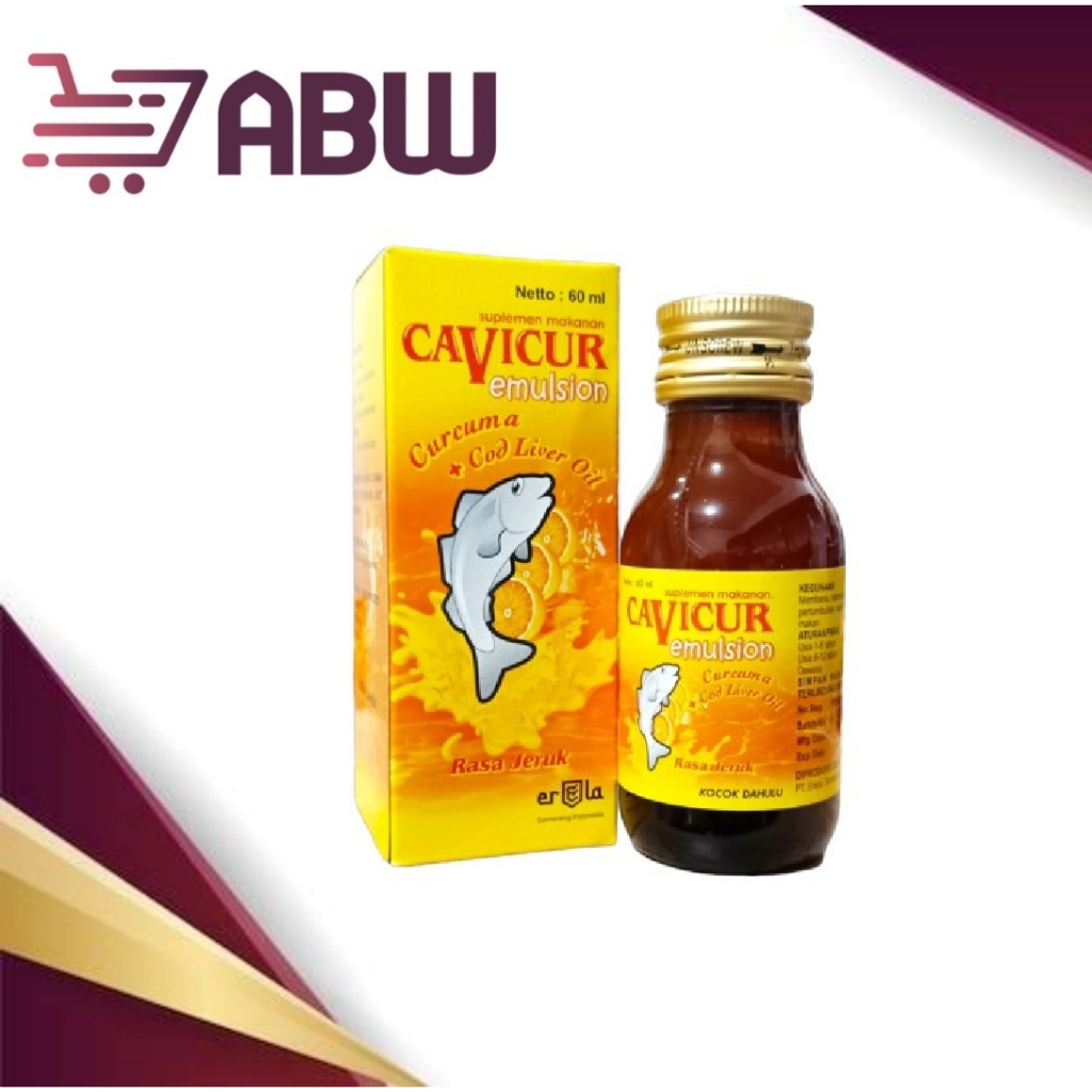 [A] Cavicur Emulsion 60 ml - Suplemen Minyak Ikan & Curcuma - Penambah nafsu makan anak
