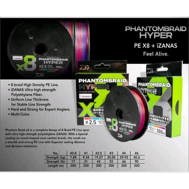 SENAR PE DAIWA PHANTOMBRAID.X8HYPER 300M
