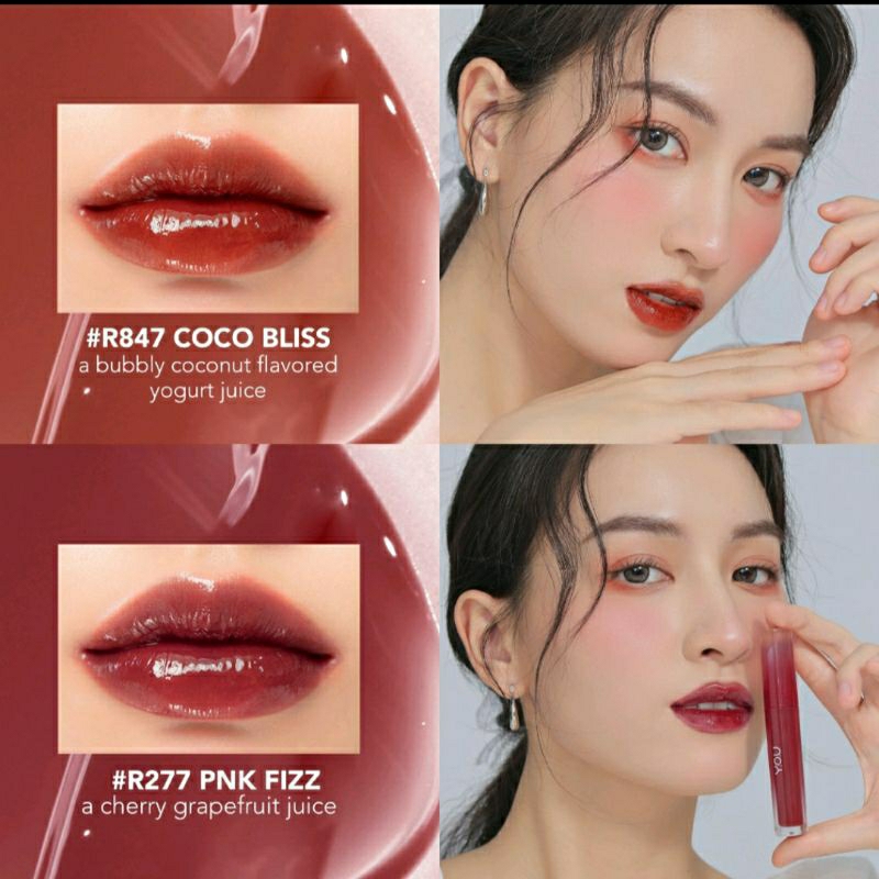 YOU Cloud Touch Juicy Tint / Korean Style Liptint Gloss / Healthy Glow Lips / Pelembab Bibir / Lipst