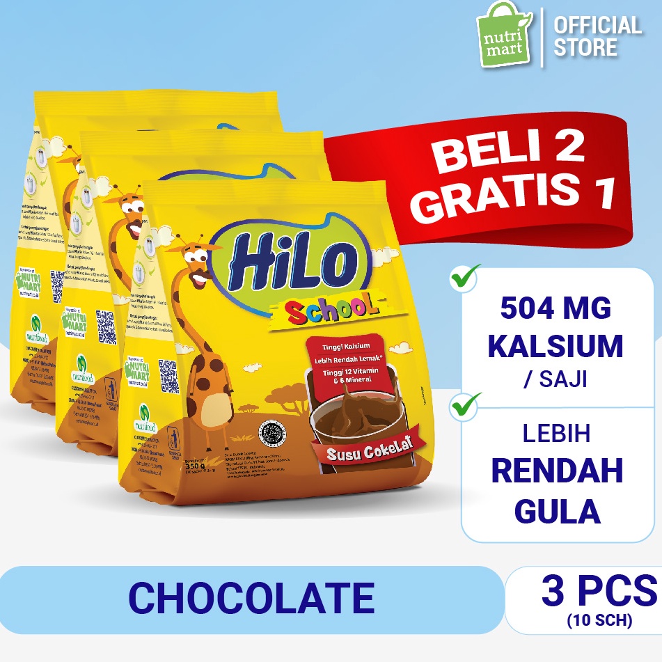 SNFY737 XC26619 Triple Pack  HiLo School Gusset Coklat 1 Sachet  Susu Tinggi Kalsium Lebih Rendah Lemak