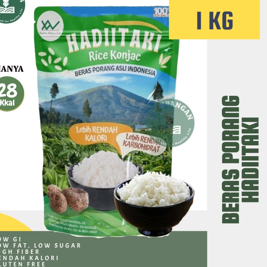 

RBVH978 PALING AMPUH HADIITAKI Beras Porang 1 KG Shirataki Konjac Rice diet rendah kalori