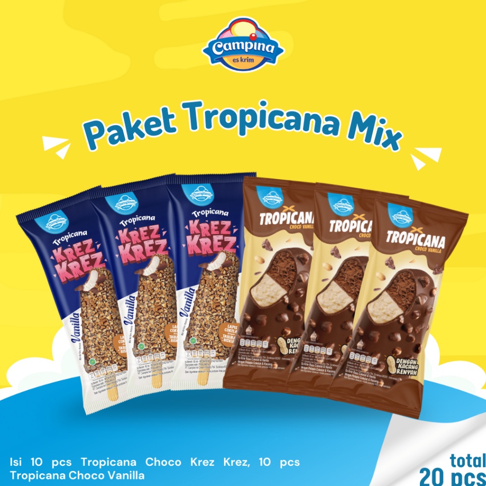

PNJY297 77 PAKET ICE CREAM CAMPINA TROPICANA MIX ES KRIM