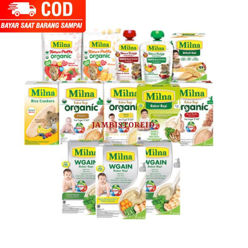 (JAMBISTOREID) JAMBI LANGSUNG KIRIM Milna All Varian Puff Organic Wgain Bubur Bayi Nature Puff Delig