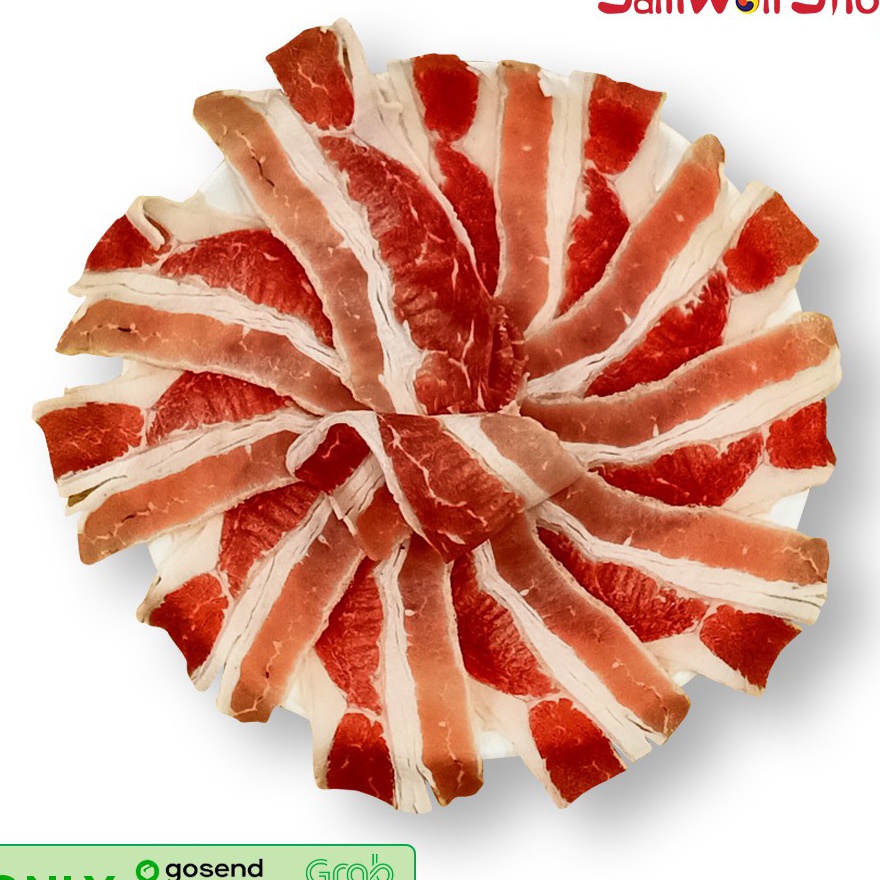 

PRJC3913 C6369 US BEEF SLICE FRESH 1 KG DAGING SAPI IRIS SHORTPLATE YAKINIKU YOSHINOYA SHABU RICEBOWL