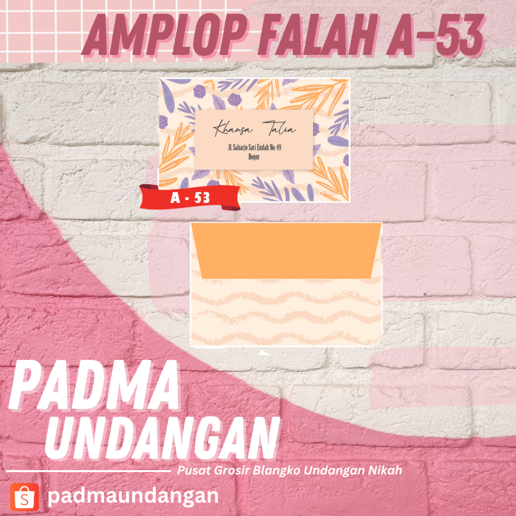 

Amplop Falah A-53 | Pusat Grosir Blangko | PadmaUndangan