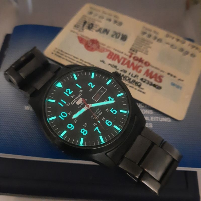 Langka Seiko 5 Sports SNZG17K1 All Black SNZG17 Blackout Spt SNZG15