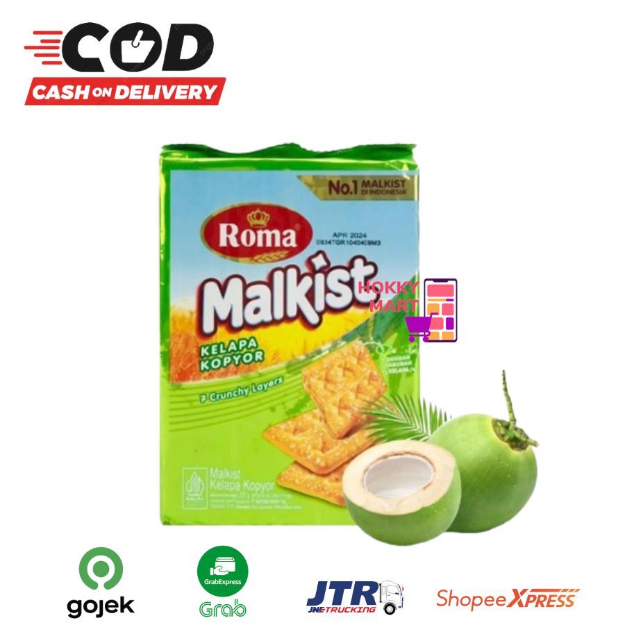 

(HOKKY) Malkist Roma Jumbo Kelapa Kopyor 200 Gr 7 Crunchy Layers Dengan Taburan Kelapa Snack Dengan Taburan Kelapa Snack Anak Snack Murah