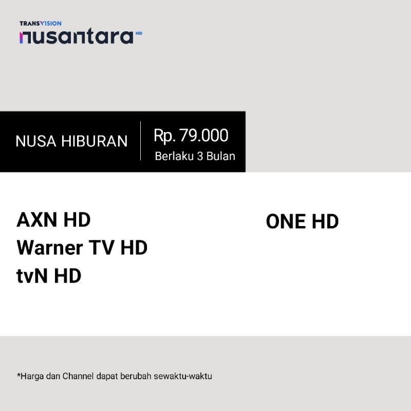 Minipack Nusa Hiburan Transvision Nusantara HD 3 Bulan