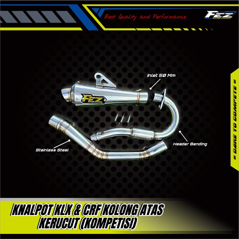 KNALPOT FULLSET KOLONG ATAS KERUCUT KLX, CRF BY FEZ RACING EXHAUST