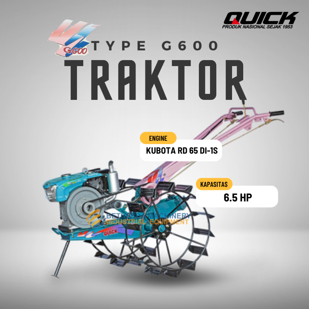 Traktor Quick G 600 Hand Traktor 6.5 HP Kubota Diesel