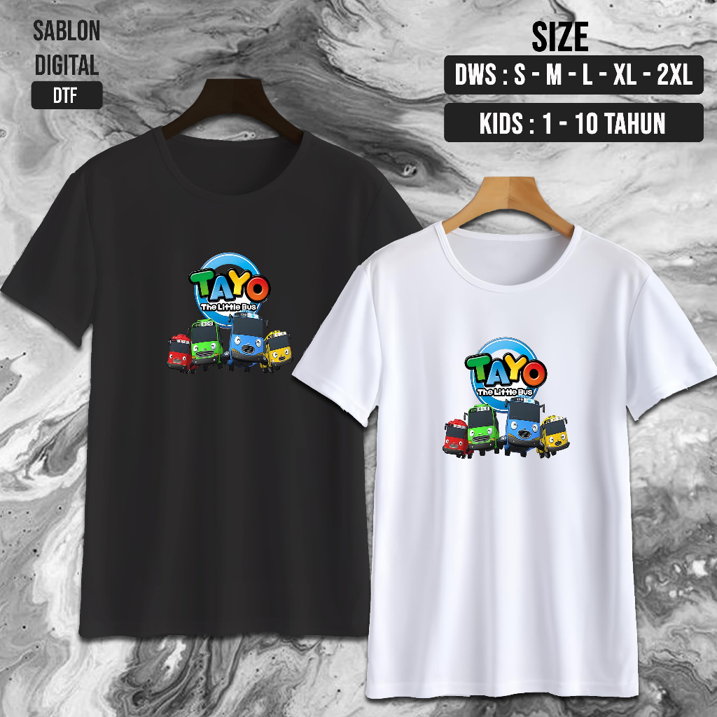 NW0108 Kaos TAYO THE LITTLE BUS/ Kaos TAYO / Baju Kaos Oblong / Baju Anak Anime Kaos Dewasa Unisex /