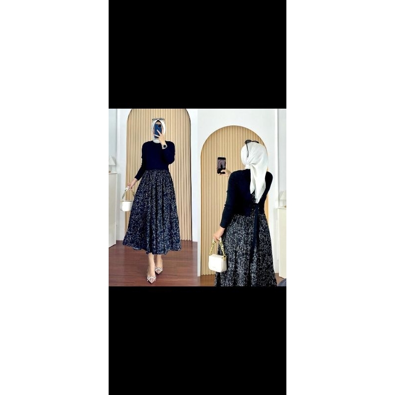 rZara Women Rajut Mix Plisket maxy dress