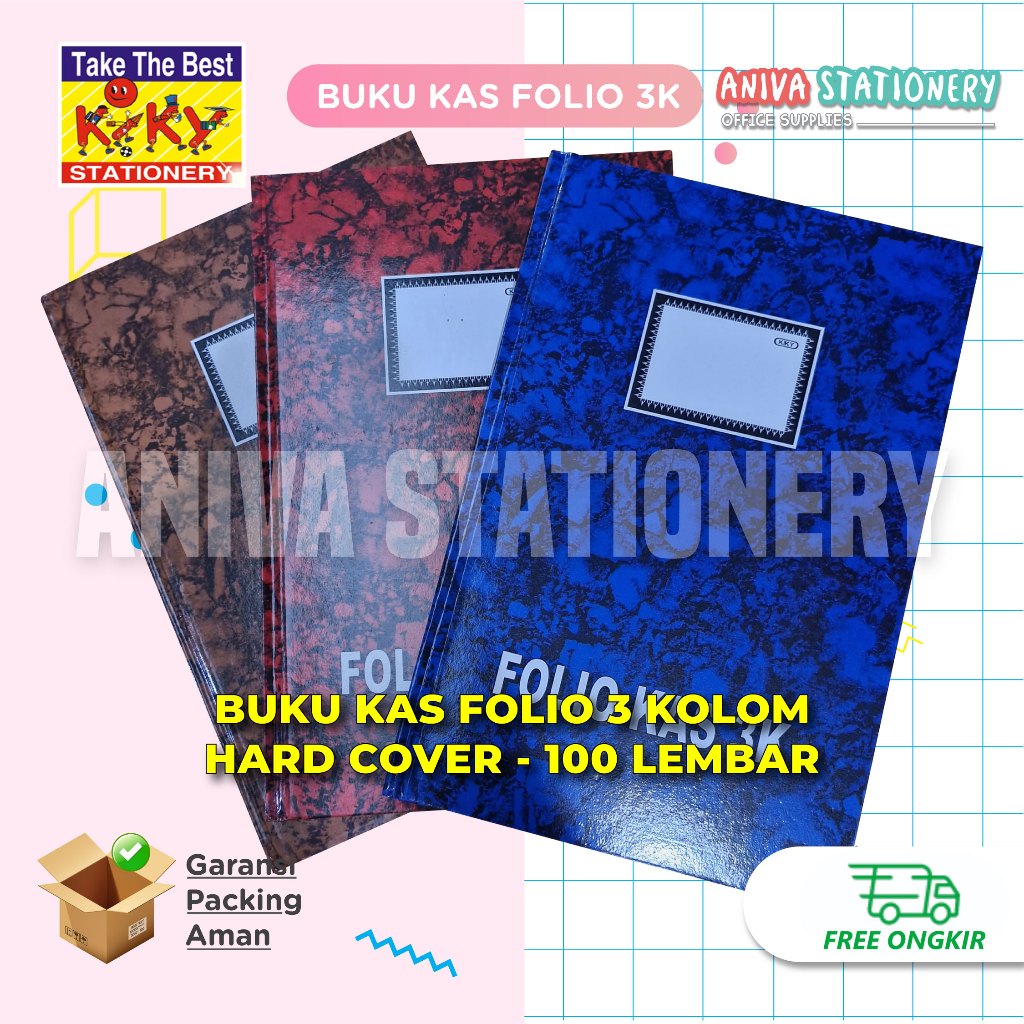 

KIKY BUKU KAS FOLIO 3K 3 KOLOM HARDCOVER ISI 100 LEMBAR MOTIF RANDOM