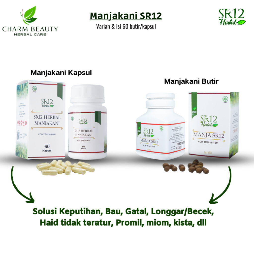 Manjakani SR12 Herbal Kewanitaan Varian Butir Dan Kapsul Original BPOM |  Pil Virgin Herbal Perawan 